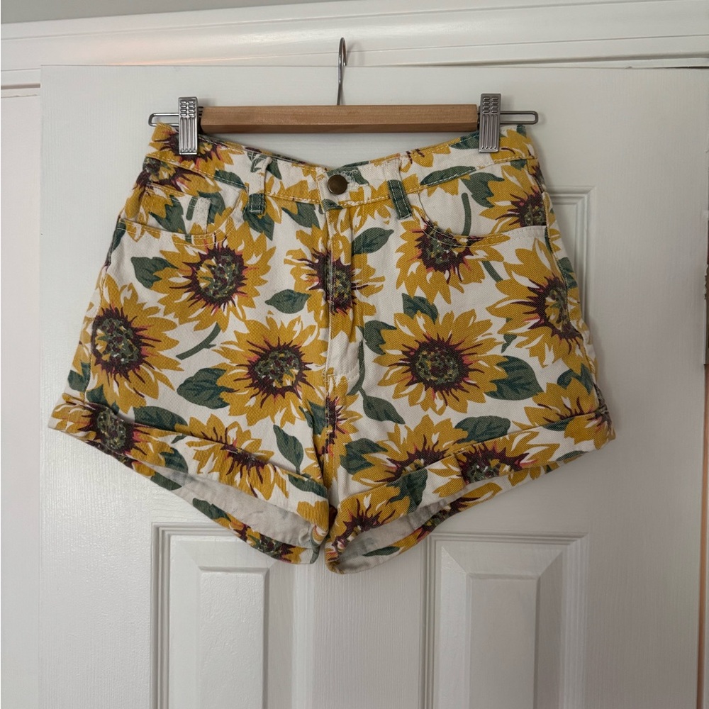 American Apparel sunflower high waisted denim shorts